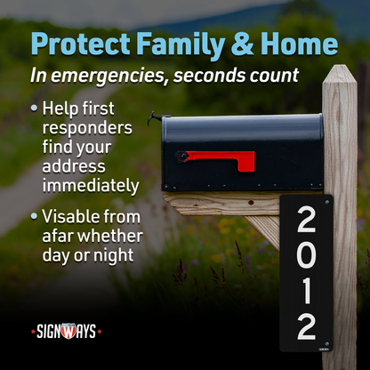 SignWays 911 Address Reflective Signs | Custom Double-Sided House Numbers Vertical