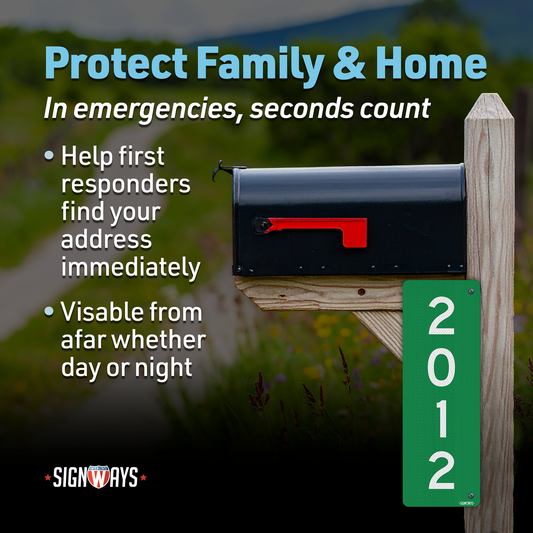 SignWays 911 Address Reflective Signs | Custom Double-Sided House Numbers Vertical
