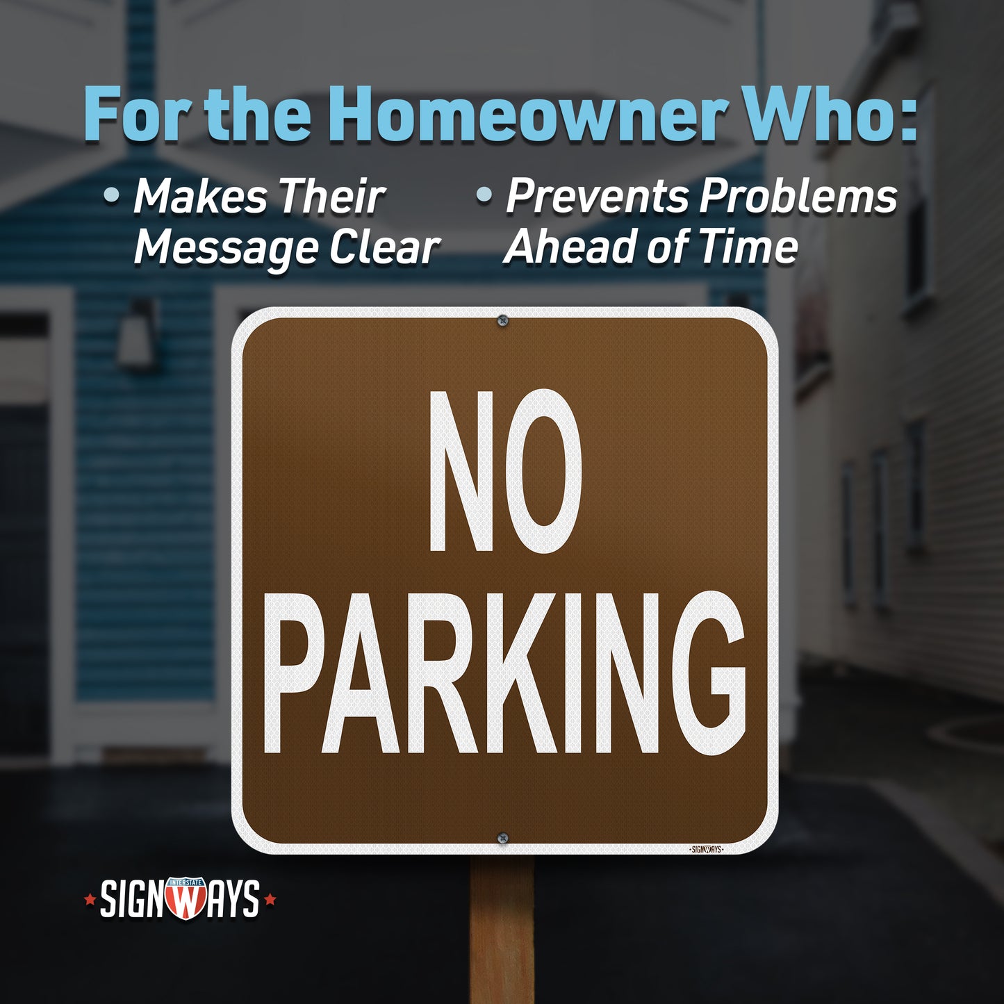 SignWays No Parking Signs, Metal Brown | 3M Grade Aluminum | Made in USA