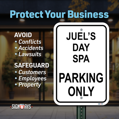 Parking Signs for Outside | Custom Sign Outdoor Metal | Design Color Font Text | 12x18”