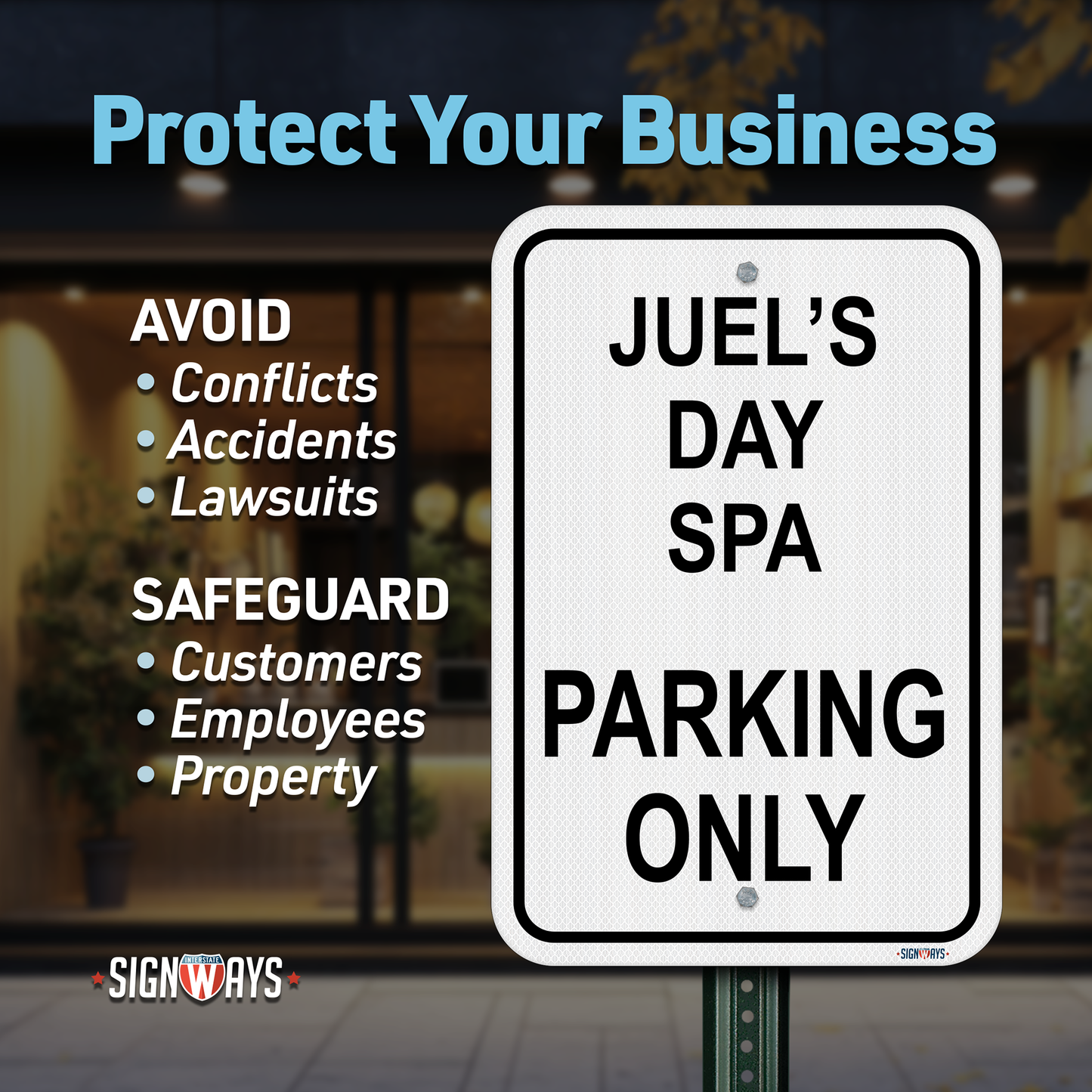 Parking Signs for Outside | Custom Sign Outdoor Metal | Design Color Font Text | 12x18”