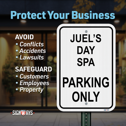 Parking Signs for Outside | Custom Sign Outdoor Metal | Design Color Font Text | 12x18”