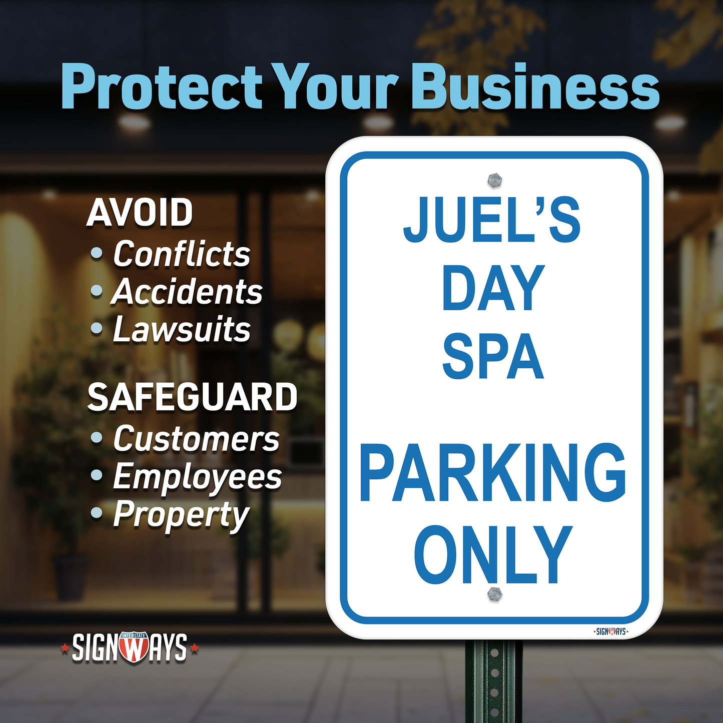 Parking Signs for Outside | Custom Sign Outdoor Metal | Design Color Font Text | 12x18”