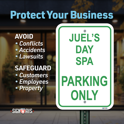 Parking Signs for Outside | Custom Sign Outdoor Metal | Design Color Font Text | 12x18”