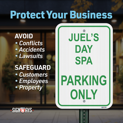 Parking Signs for Outside | Custom Sign Outdoor Metal | Design Color Font Text | 12x18”