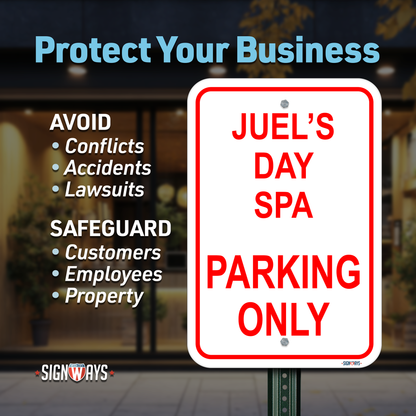Parking Signs for Outside | Custom Sign Outdoor Metal | Design Color Font Text | 12x18”