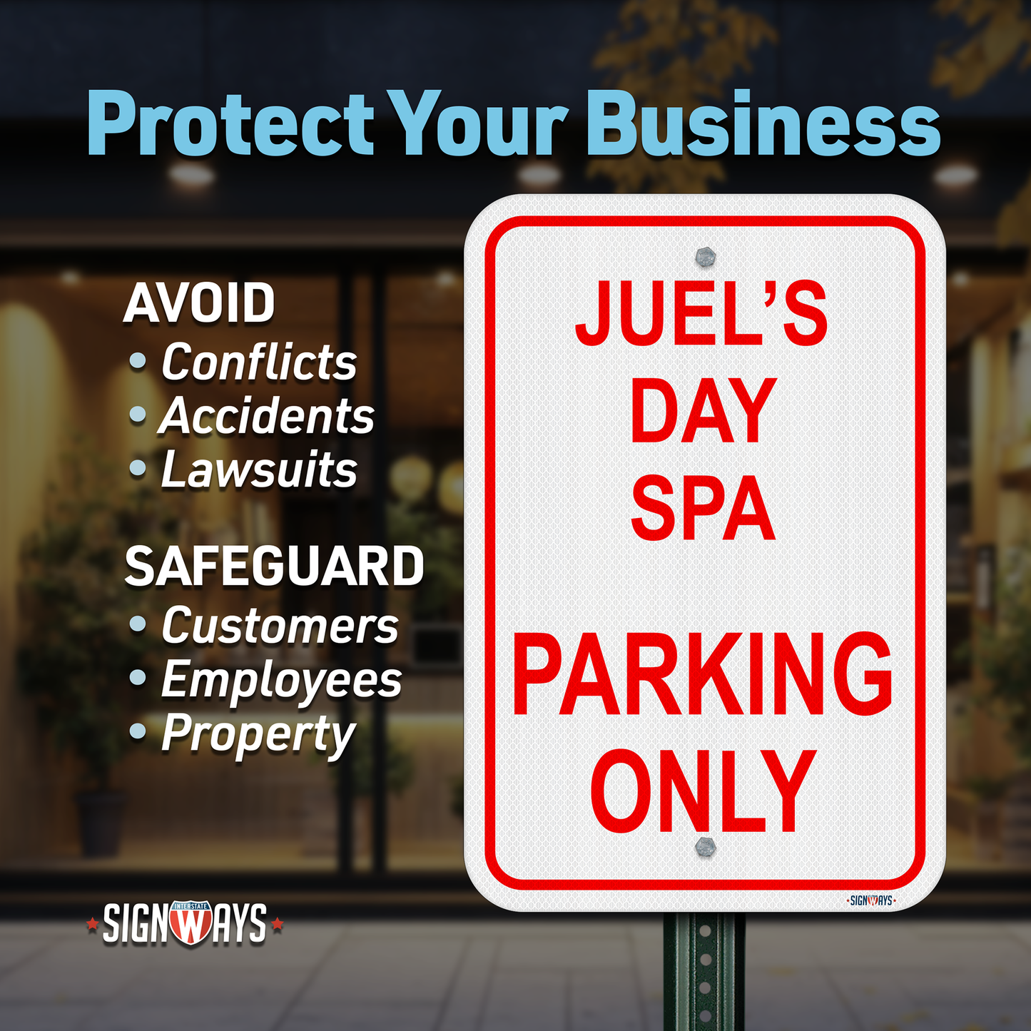 Parking Signs for Outside | Custom Sign Outdoor Metal | Design Color Font Text | 12x18”