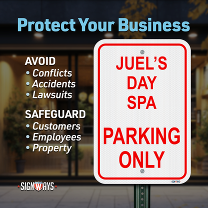 Parking Signs for Outside | Custom Sign Outdoor Metal | Design Color Font Text | 12x18”