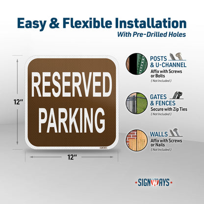 SignWays Reserved Parking Sign (Brown) | Reserved Parking Signs for Outside | Made in USA