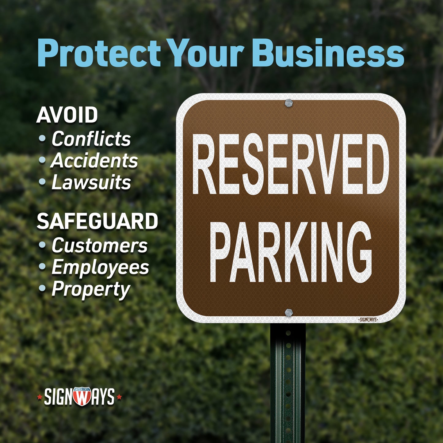 SignWays Reserved Parking Sign (Brown) | Reserved Parking Signs for Outside | Made in USA