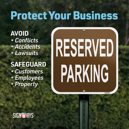SignWays Reserved Parking Sign (Brown) | Reserved Parking Signs for Outside | Made in USA