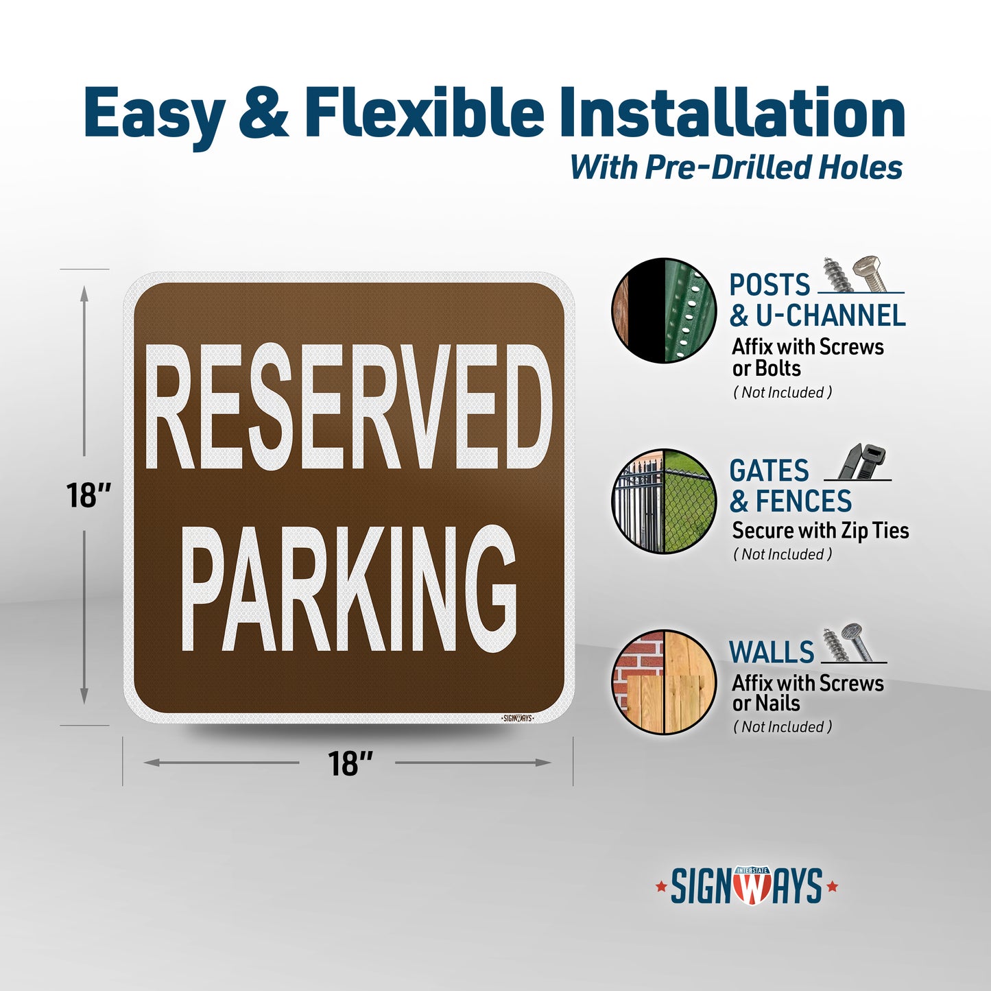 SignWays Reserved Parking Sign (Brown) | Reserved Parking Signs for Outside | Made in USA