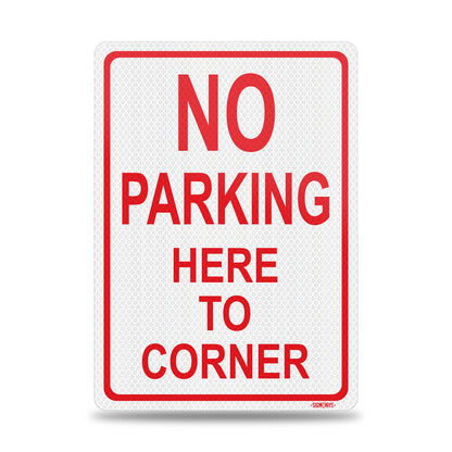 SignWays No Parking Here to Corner Sign Red | No Parking Signs for Outside