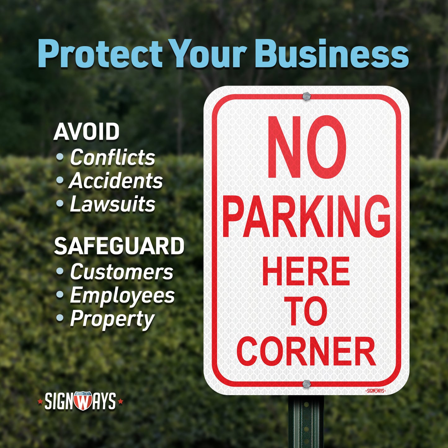 SignWays No Parking Here to Corner Sign Red | No Parking Signs for Outside