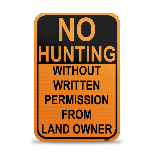 SignWays No Hunting Signs Private Property | (Orange and Black) 12x18”