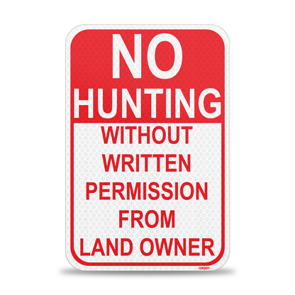 SignWays No Hunting Signs Private Property | (Red and White) 12x18”