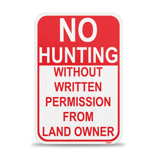 SignWays No Hunting Signs Private Property | (Red and White) 12x18”