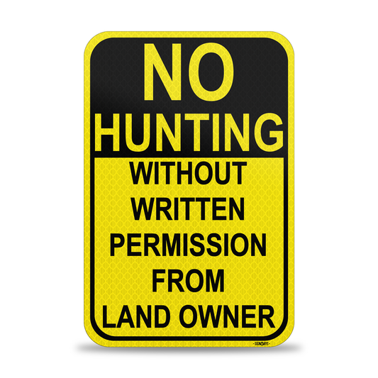 SignWays No Hunting Signs Private Property | (Yellow and Black) 12x18”
