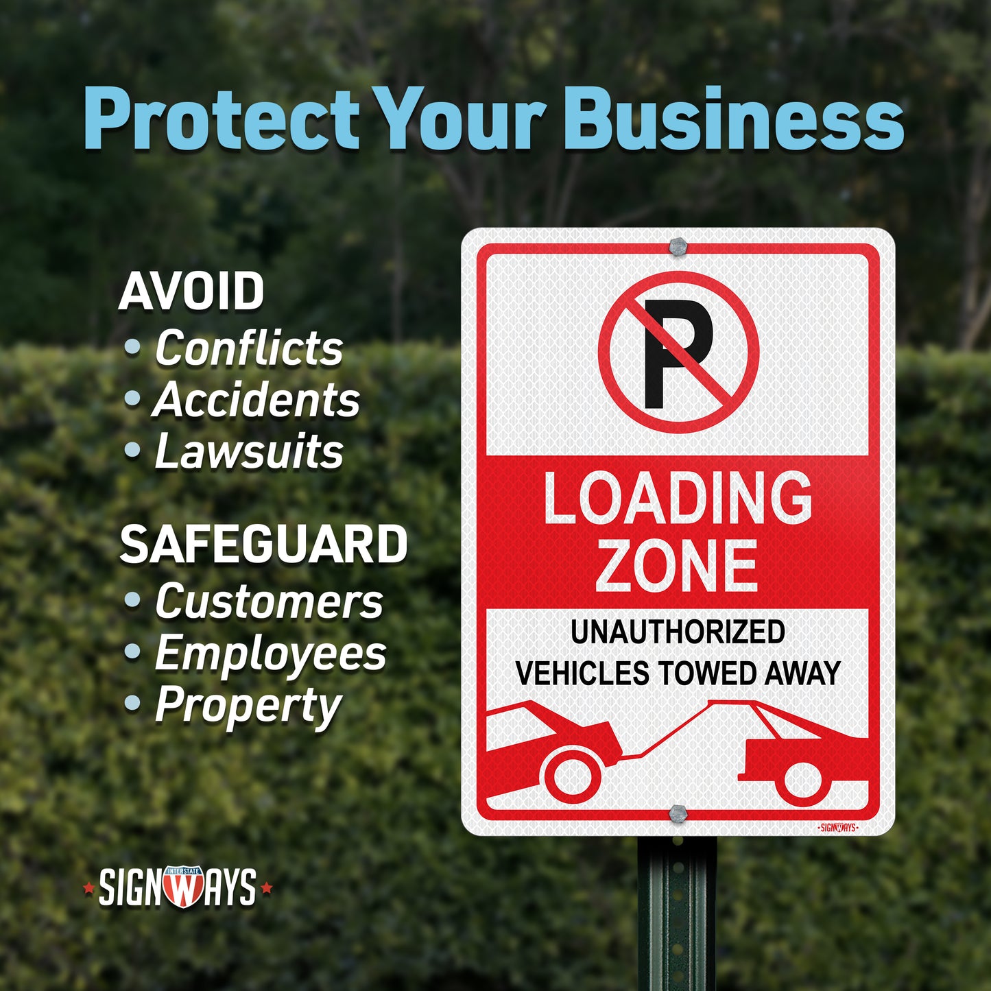 SignWays Loading Zone No Parking Sign | Loading Zone Unauthorized Vehicles Towed Away Sign