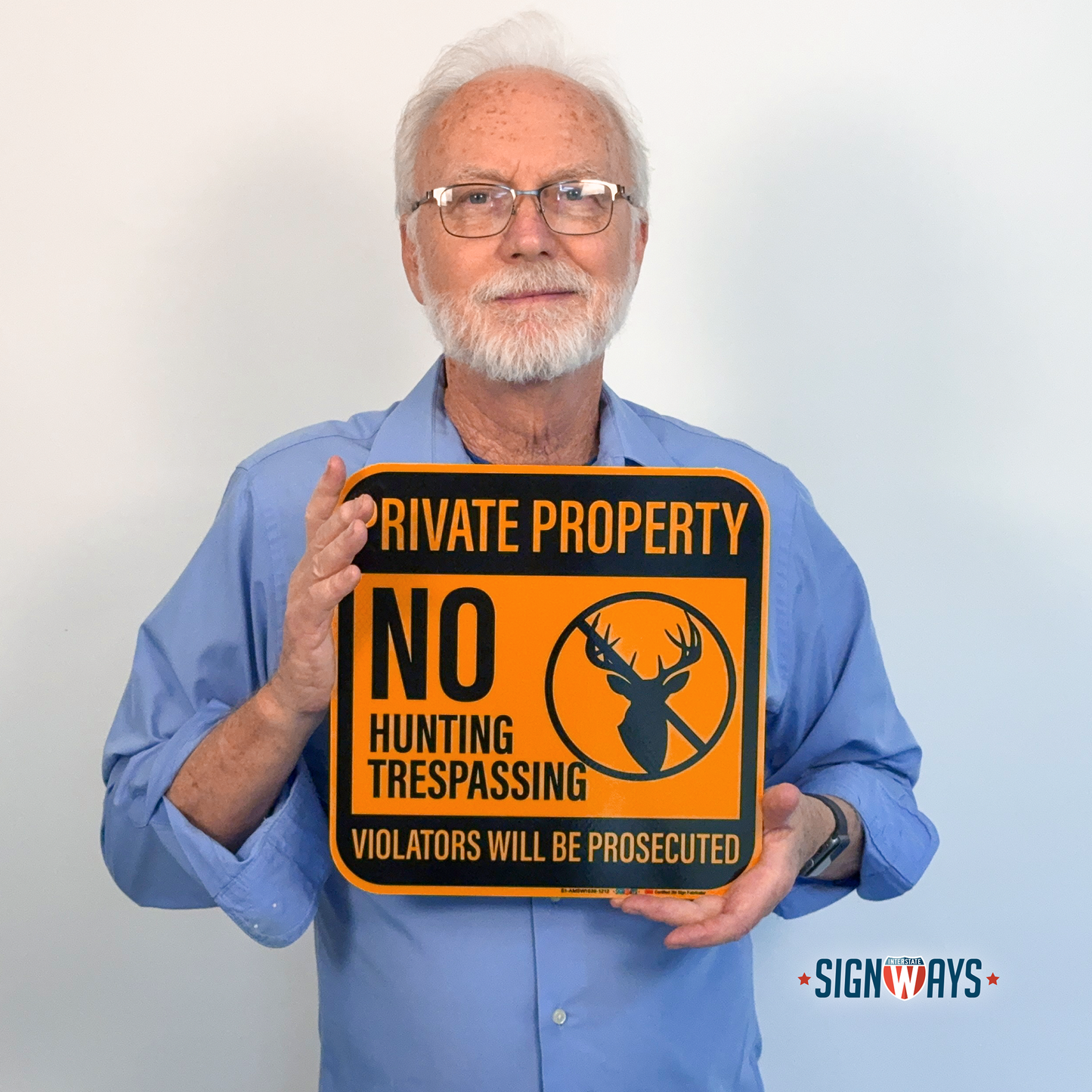 Private Property Signs, No Hunting Trespassing Signs | 3M Aluminum Orange 12x12”