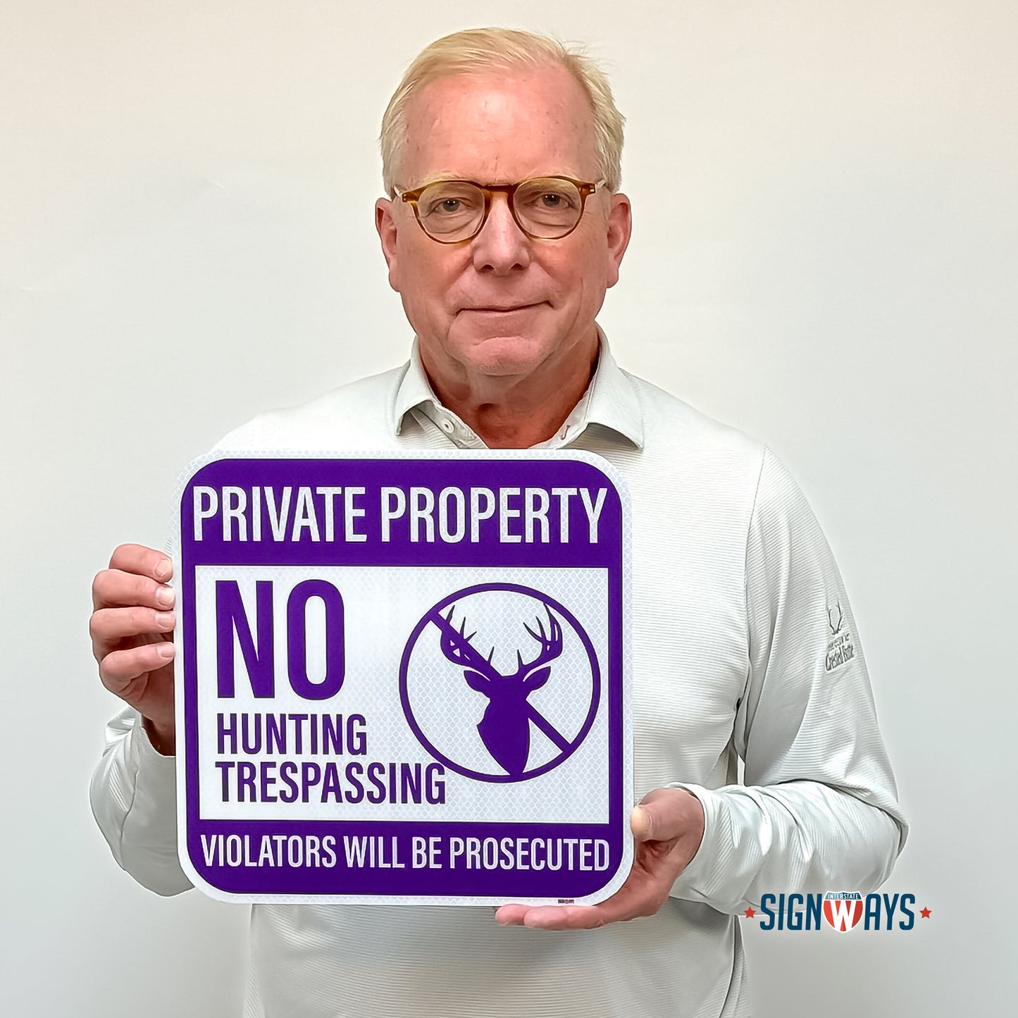 Private Property Signs, No Hunting Trespassing Signs | 3M Aluminum Purple 12x12”