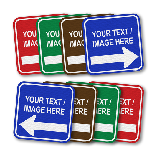 Arrow Signs Outdoor, Custom Square Reflective | Color Font, Left Right Arrow 12x12”