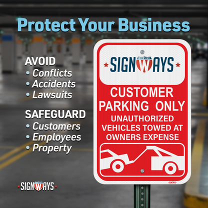 SignWays Custom Customer Parking Only Sign| High Quality SignWays Custom Customer Parking Only Sign| High Quality