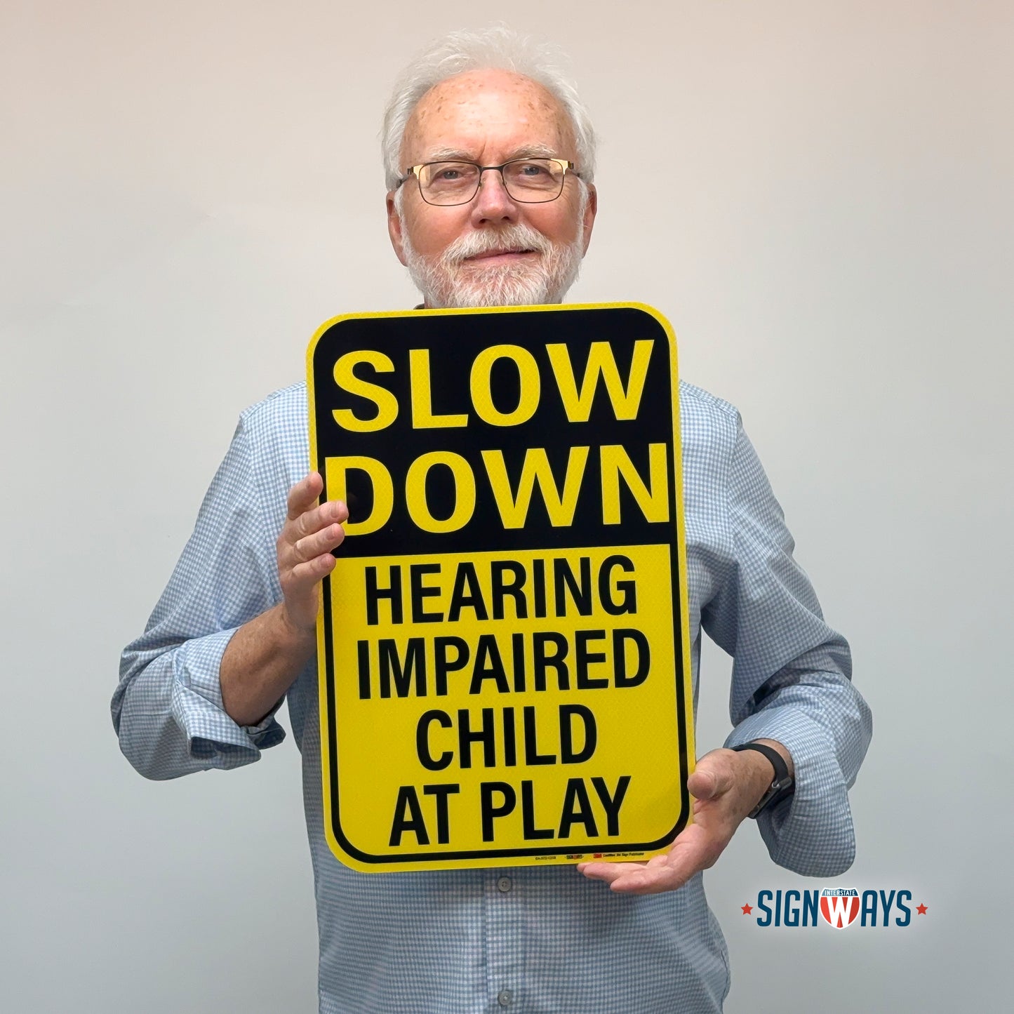 Slow Down Hearing Impaired Child at Play Sign | Slow Children at Play Sign for Street | Made in USA 12” x 18”