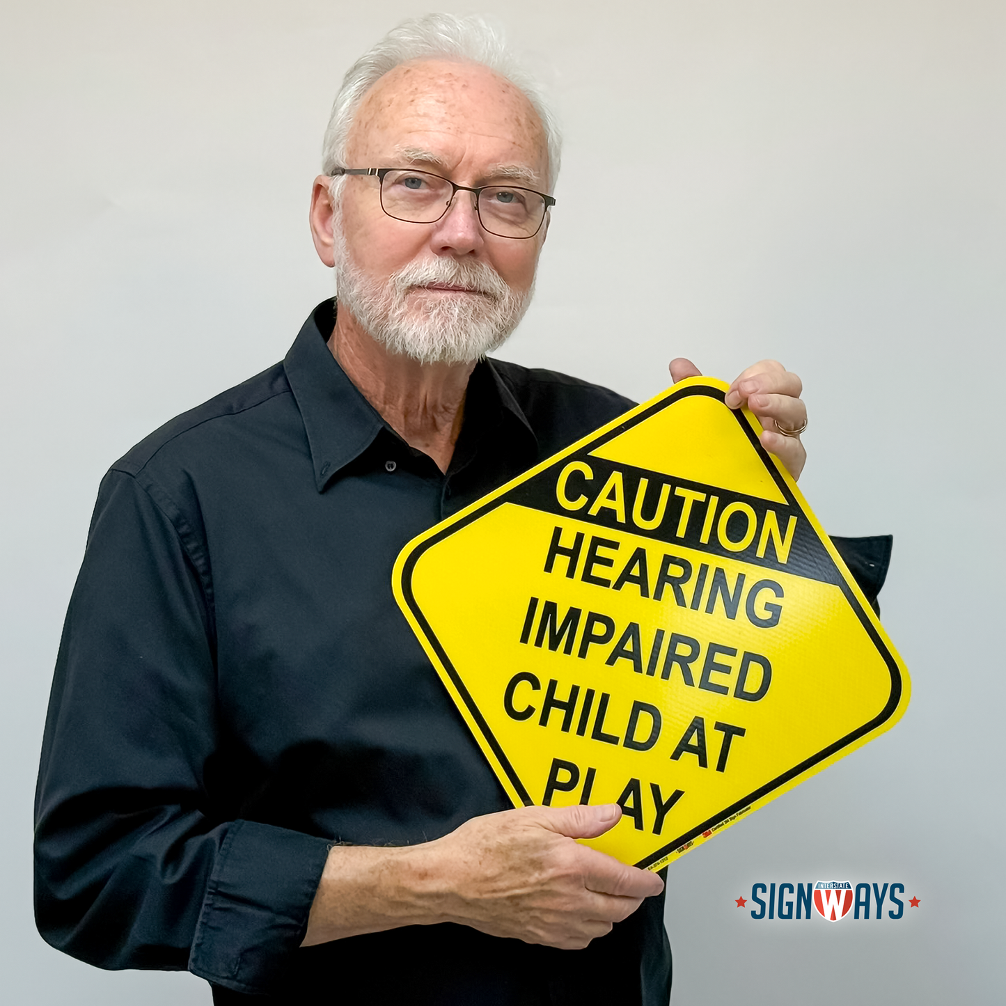 SignWays Slow Down Signs for Neighborhoods: Caution Hearing Impaired Child at Play Sign | Made in USA | 12” x 12”