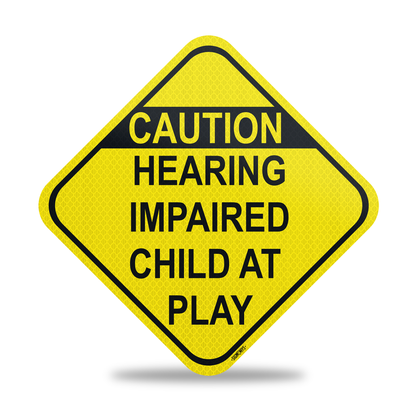 SignWays Slow Down Signs for Neighborhoods: Caution Hearing Impaired Child at Play Sign | Made in USA | 12” x 12”