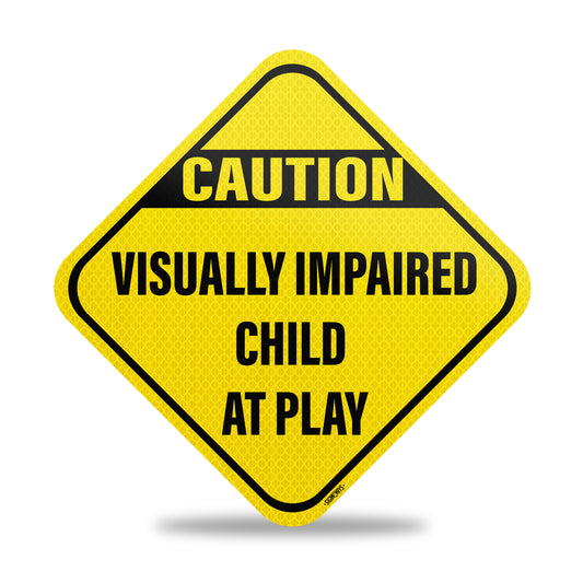 SignWays Slow Down Signs for Neighborhoods: Caution Visually Impaired Child at Play Sign | Made in USA | 12” x 12”