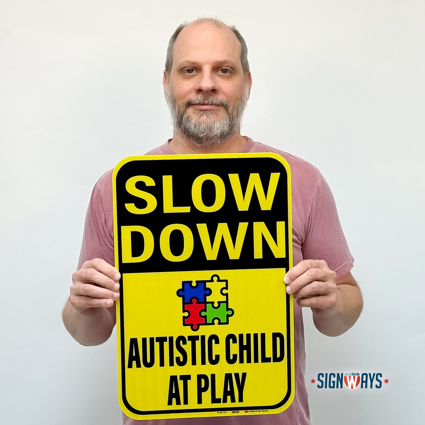 Slow Down: Autistic Child at Play Sign | Autistic Signs for Home Outside | Slow Children at Play for Street | Made in USA | 12” x 18”