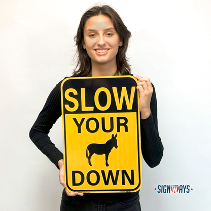 SignWays Slow Your Donkey (Ass) Down Sign