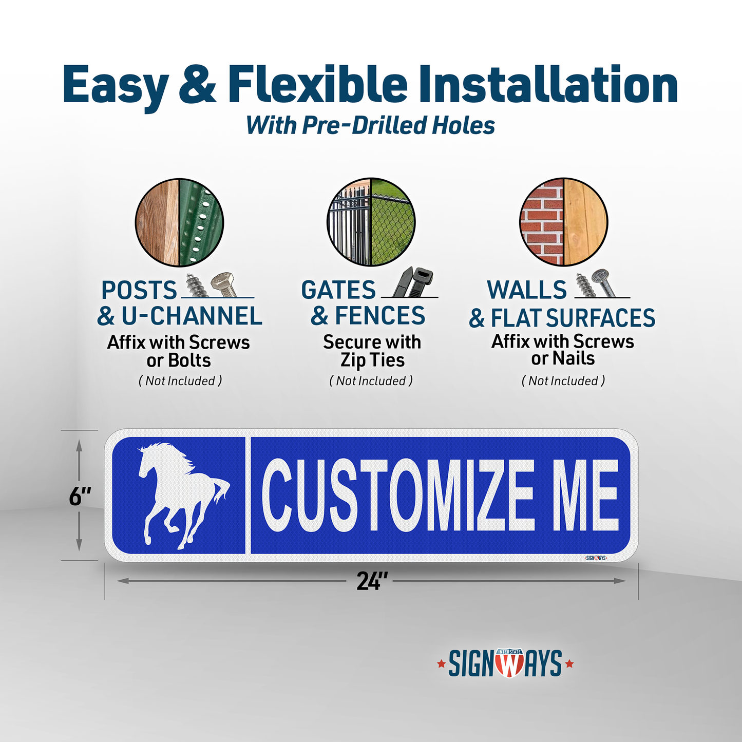 Street Signs Customized Horse | Personalized Street Sign | Color, Symbol, Font, Words 24x6”