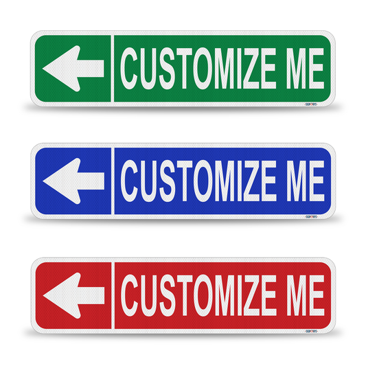 Street Signs Customized Left Arrow | Personalized Street Sign | Color, Symbol, Font, Words, Single or Double Sided 24x6"