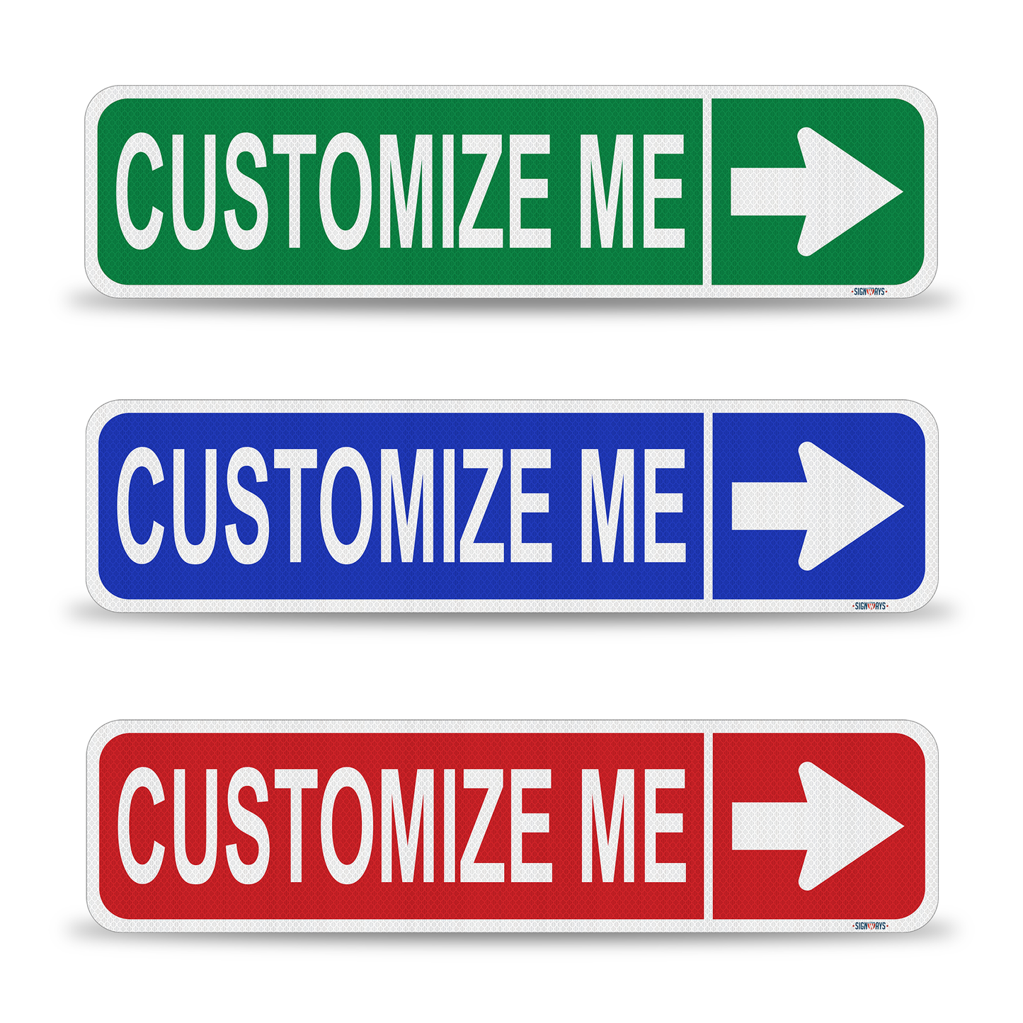 Street Signs Customized Right Arrow | Personalized Street Sign | Color, Symbol, Font, Words, Single-Sided 24x6”