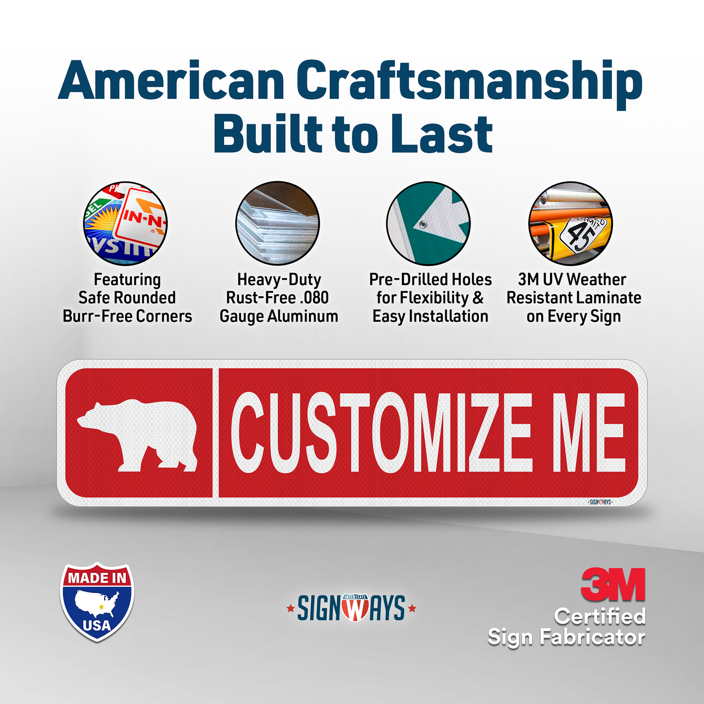 Street Signs Customized Bear | Personalized Street Sign | Color, Symbol, Font, Words, Single-Sided 24x6”