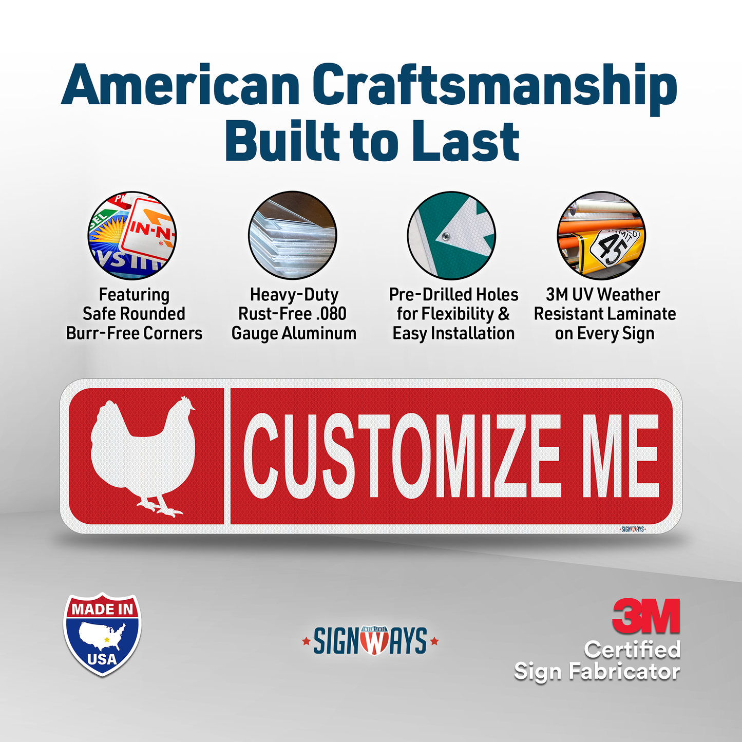 Street Signs Customized Chicken | Personalized Street Sign | Color, Symbol, Font, Words, Single-Sided 24x6”