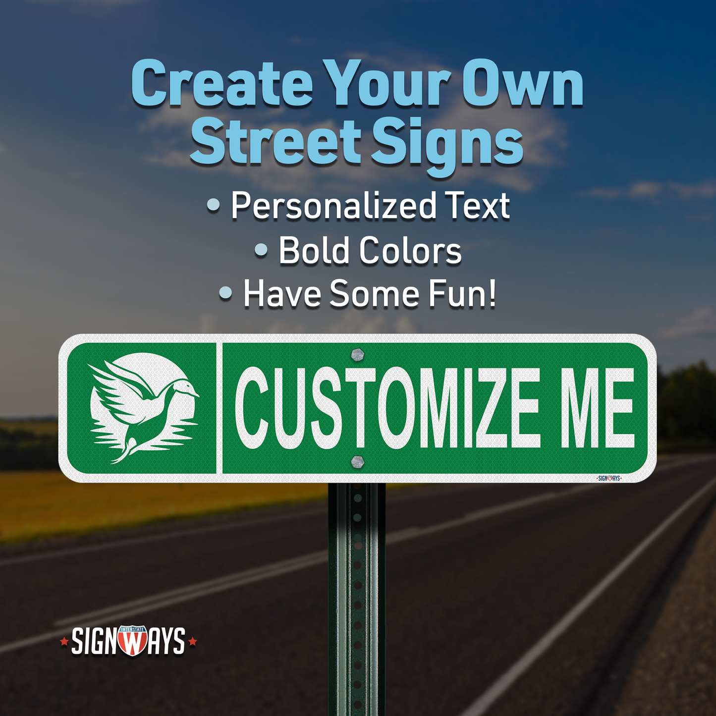 Street Signs Customized Duck | Personalized Street Sign | Color, Symbol, Font, Words 24x6”
