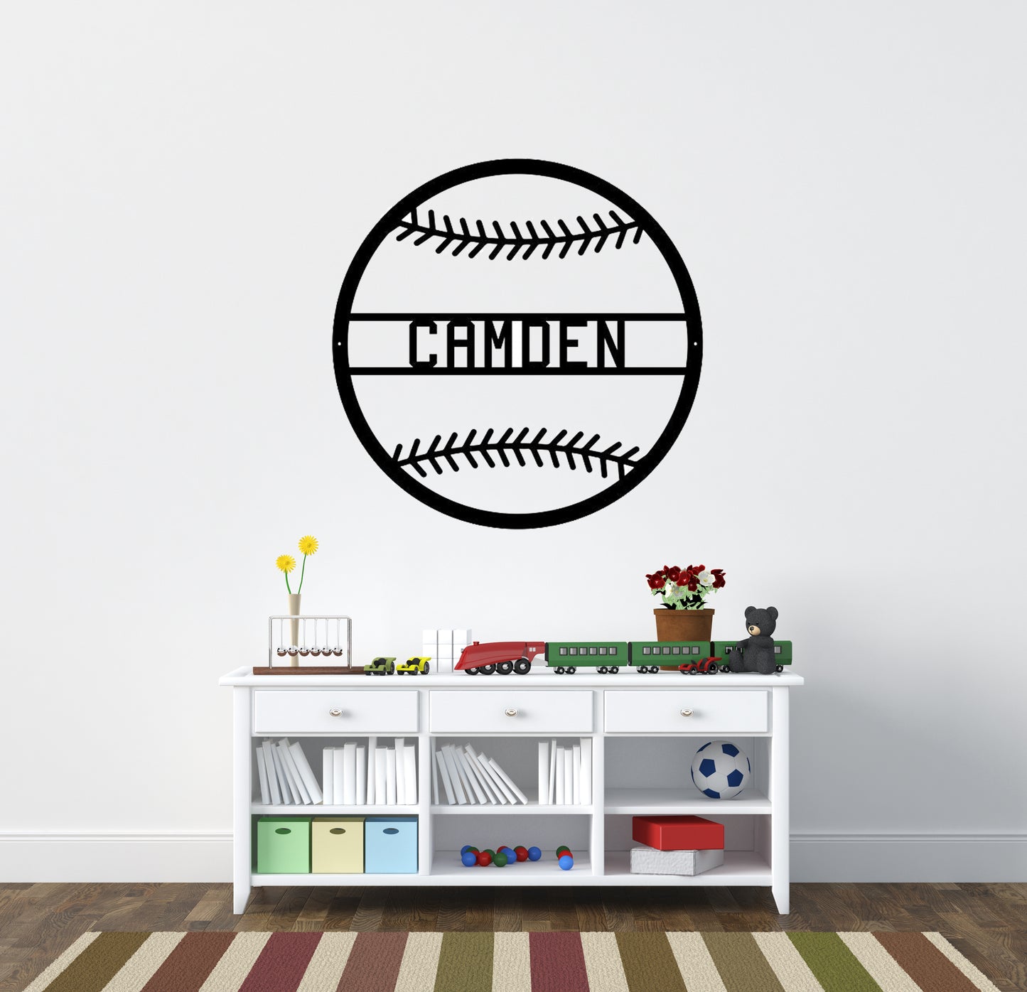 Customizable baseball/softball metal sign