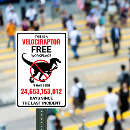 Velociraptor Free Area Sign