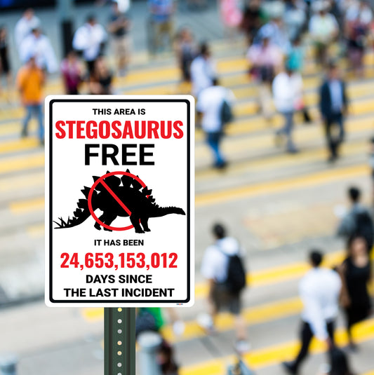Stegosaurus Free Area Dinosaur Sign