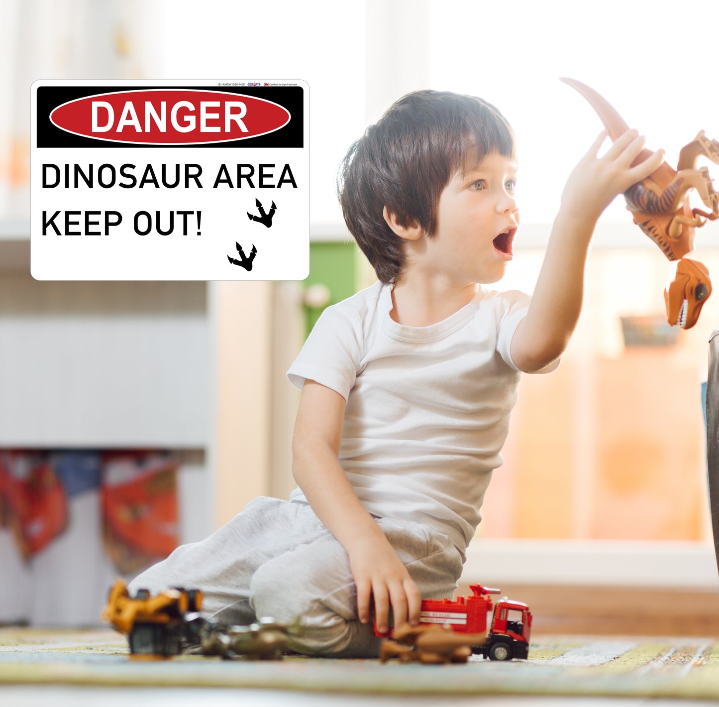 Danger- Dinosaur Area Keep out Sign