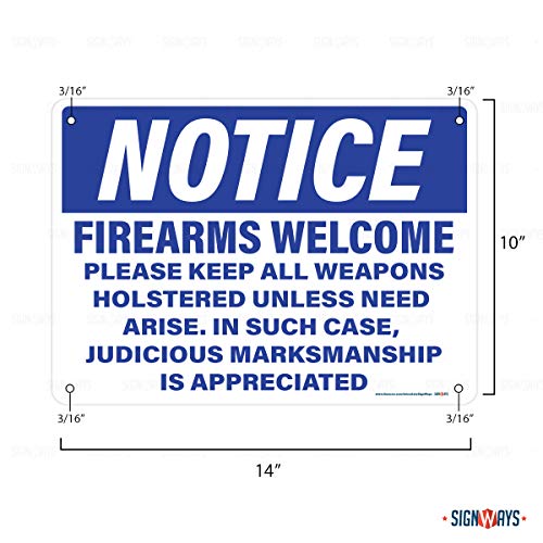 Notice Firearms Welcome Sign
