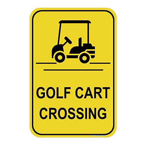 Golf Cart Crossing with Image Vertical Sign