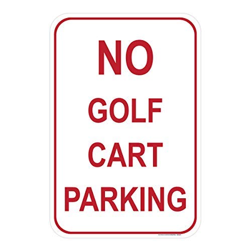 No Golf Cart Parking (Red Text) Sign