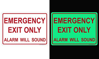 Emergency Exit Only, Alarm Will Sound Metal Sign