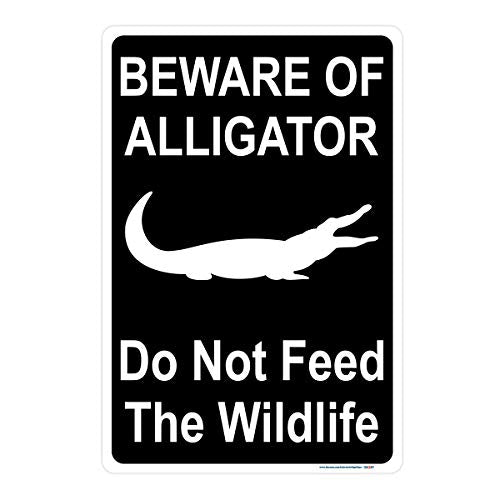 Beware of Alligator, Do Not Feed Wildlife Sign