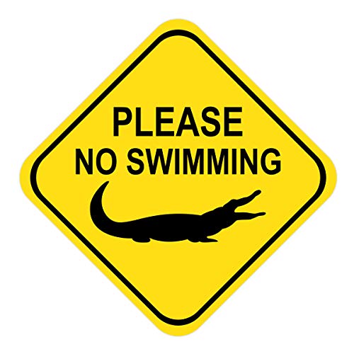 Please No Swimming Alligator Diamond Sign