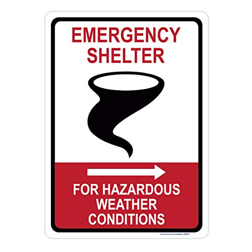 Emergency Shelter for Weather (Arrow Right) Sign